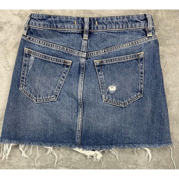 We The Free Women's Distressed Denim Mini-Skirt Button Fly‎ Denim Size 26 - Picture 6 of 7